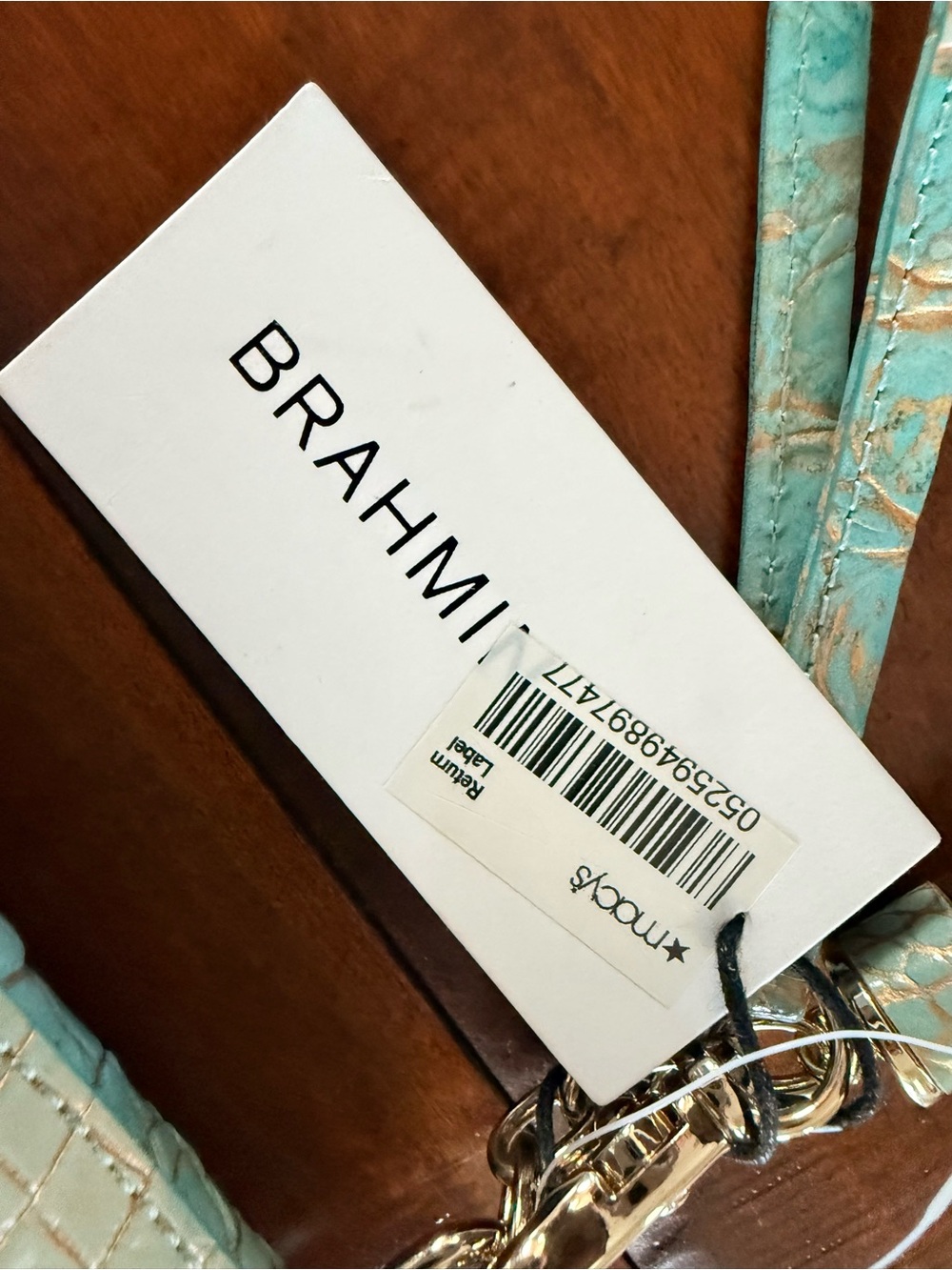 Brahmin Turquoise Croc-Embossed Wristlet - Picture 6 of 7